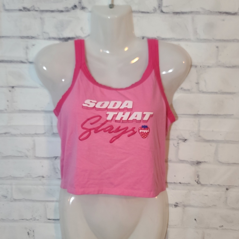 Poppi Soda Strawberry Crop Tank Top